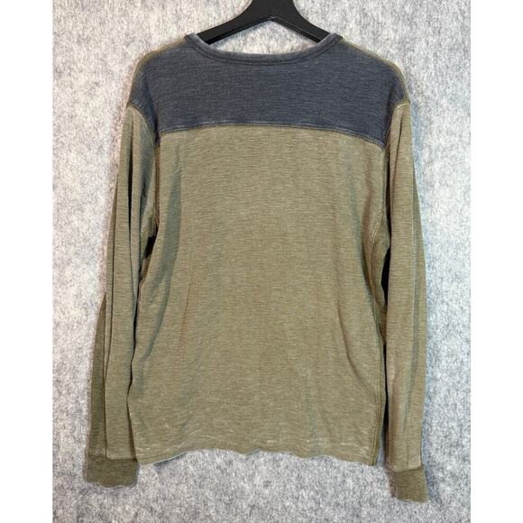 Lucky Brand Mens Venice Burnout Thermal Green Henley Long Sleeve - XL - Picture 3 of 4